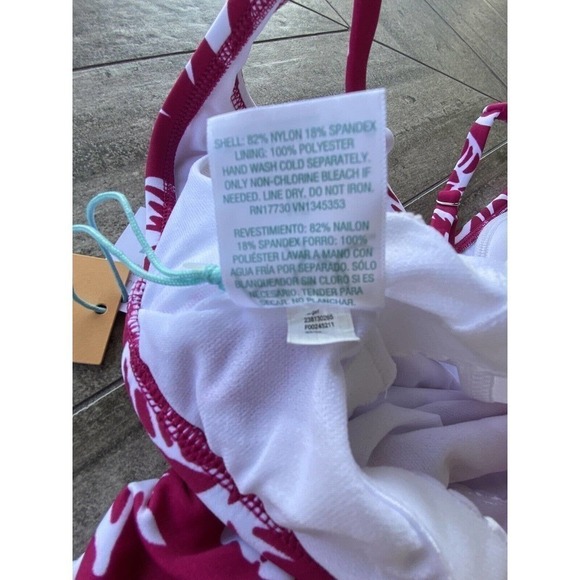 Kona Sol Swimsuit One Piece Pink Raspberry Floral Pattern XS (0-2) New - Picture 9 of 10